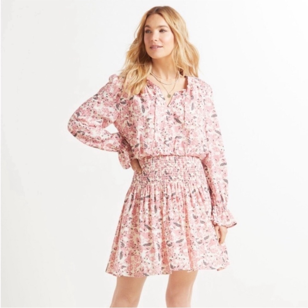Roan & Ryan Genevieve Floral Smocked Waist Mini Dress